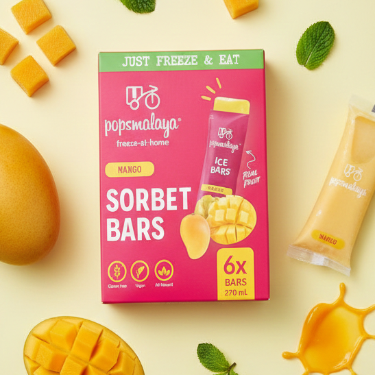 Pops Malaya Freeze-at-Home Sorbet Bars: Mango (6x45ml)