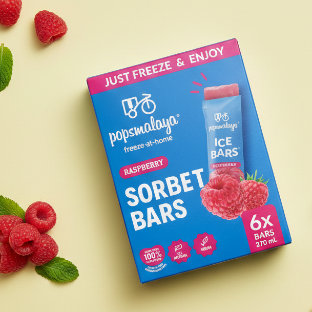 Pops Malaya Freeze-at-Home Sorbet Bars: Raspberry (6x45ml)