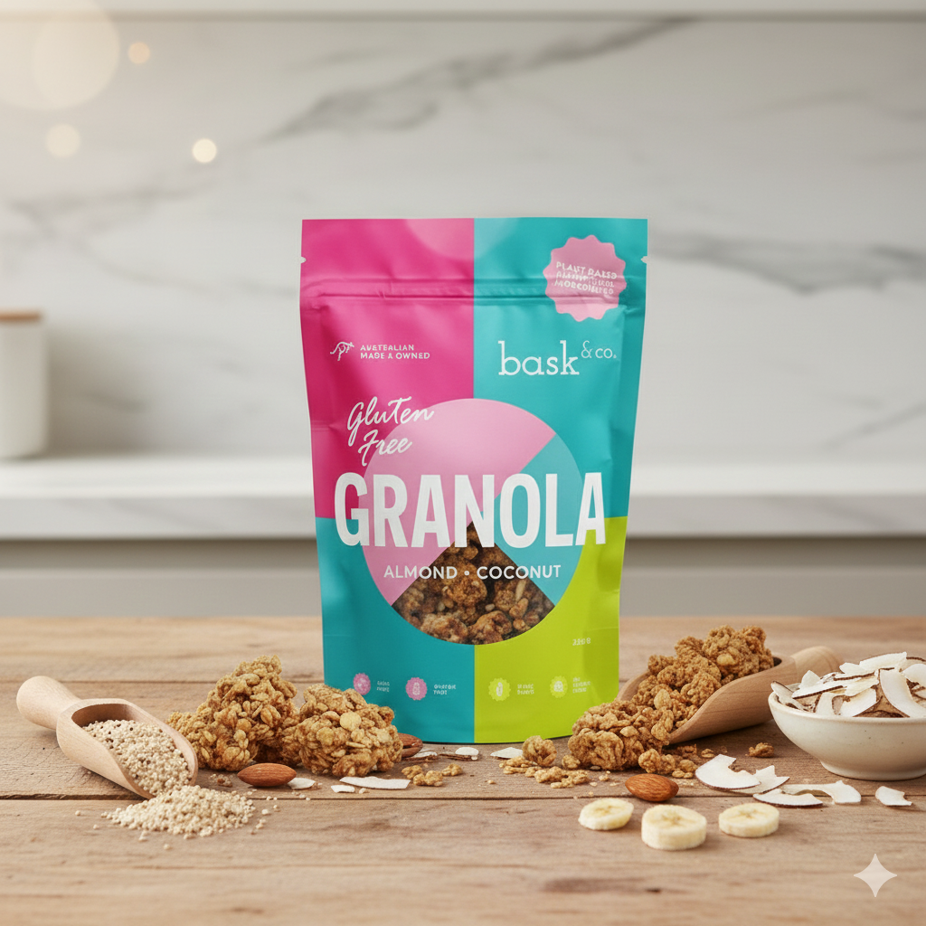 Bask & Co. Gluten Free Granola Clusters – Almond & Coconut (250g)
