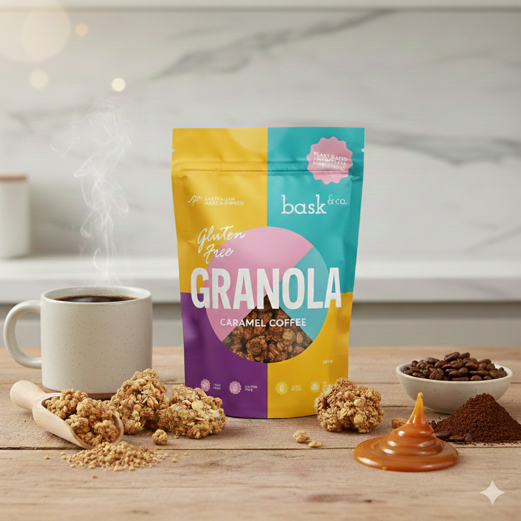 Bask & Co Gluten Free Granola Clusters - Caramel Coffee 250g